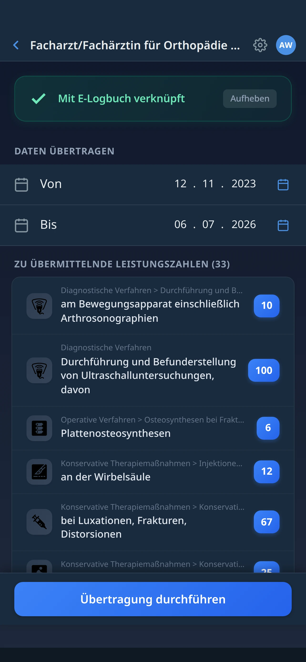 WDoku eLogbuch Transfer