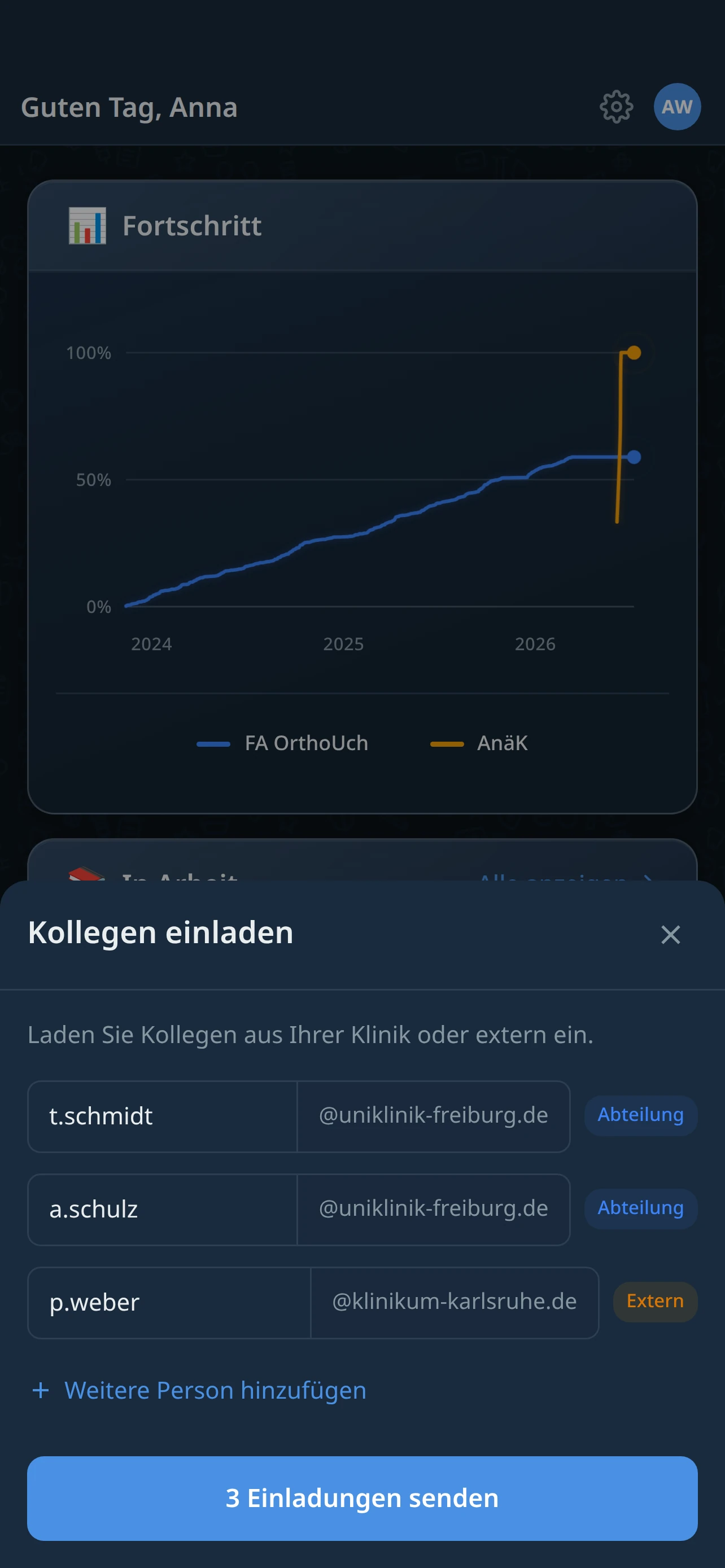 WDoku Kollegen einladen Dialog